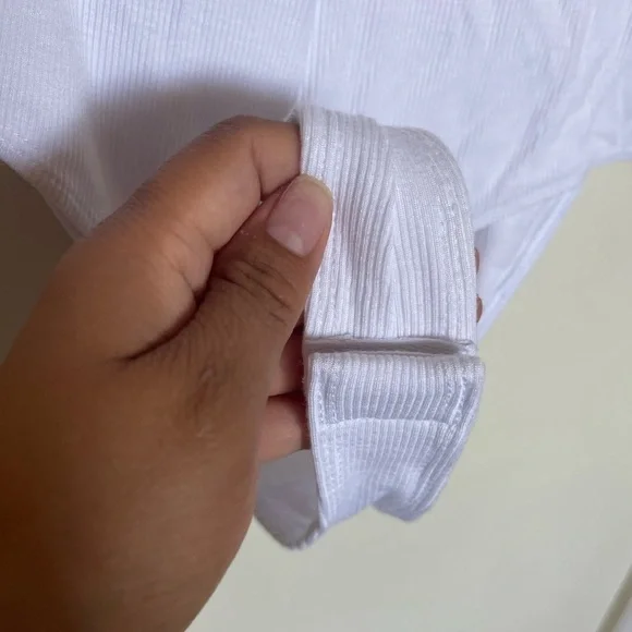 Betro Simone White Asymmetrical Ribbed Bodysuit - Picture 7 of 9